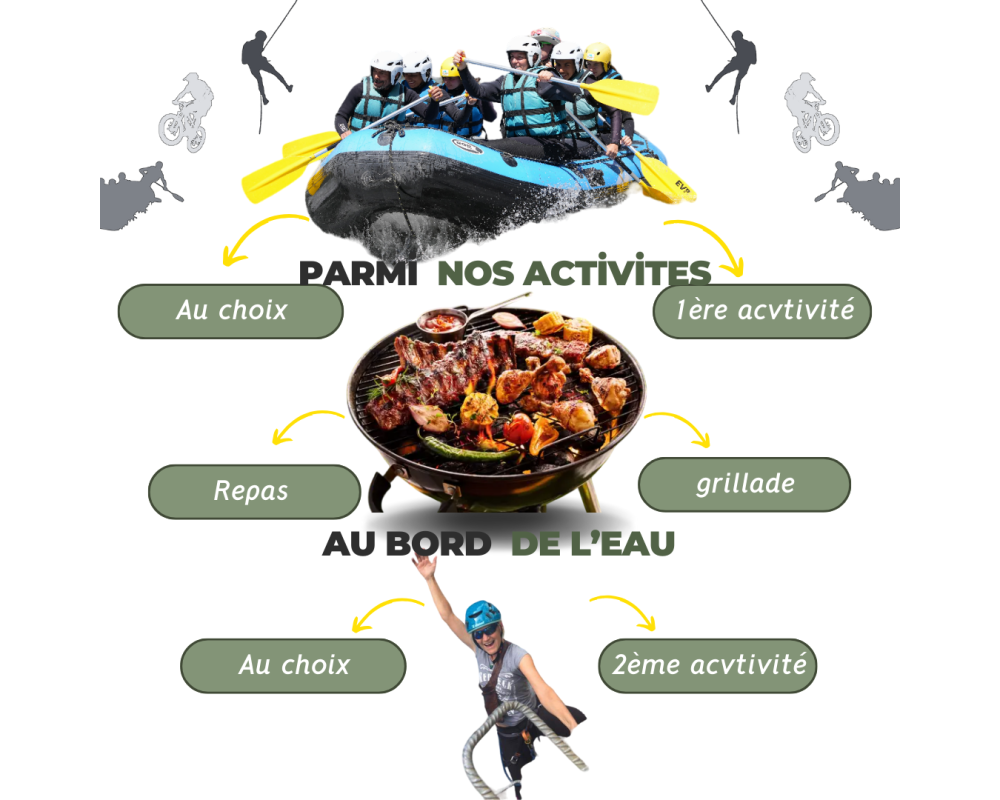 Ubaye adventure day: rafting, canyoning, climbing, barbecue