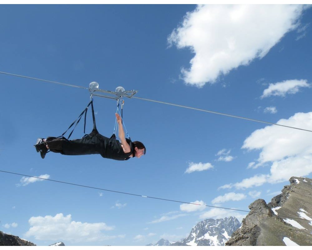 Zip lining at Orcières-Merlette